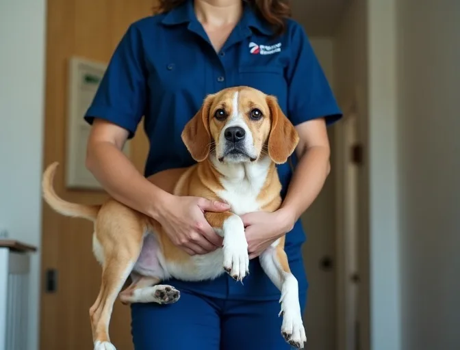 Technician respectfully transporting a deceased dog in Bulleen